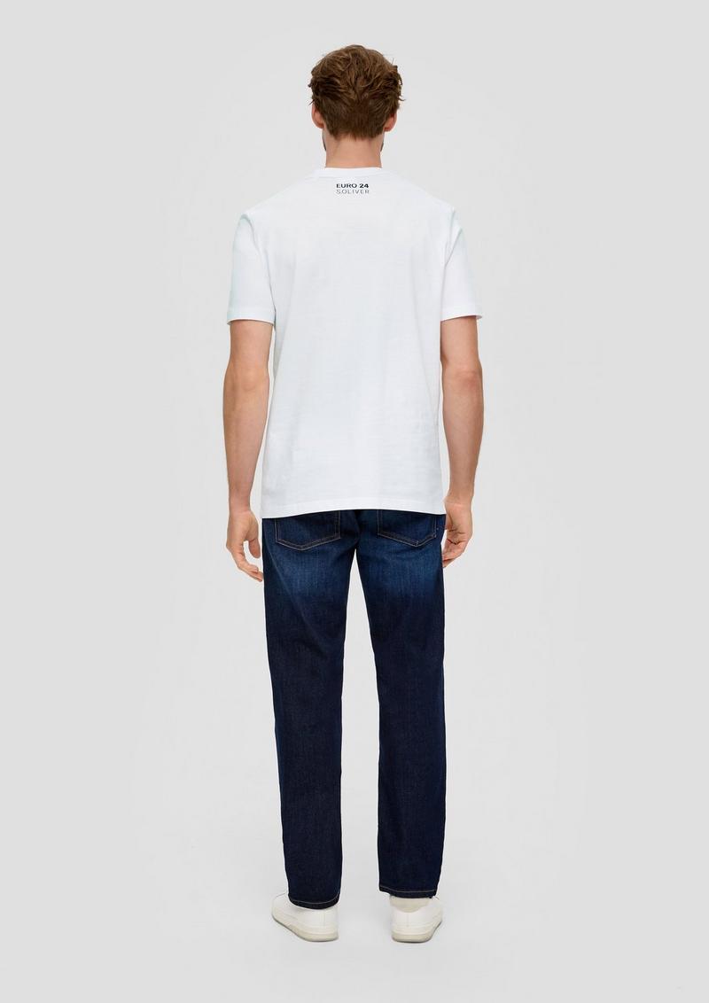 s.Oliver Unisex Baumwoll-T-Shirt mit EM-Print - weiß