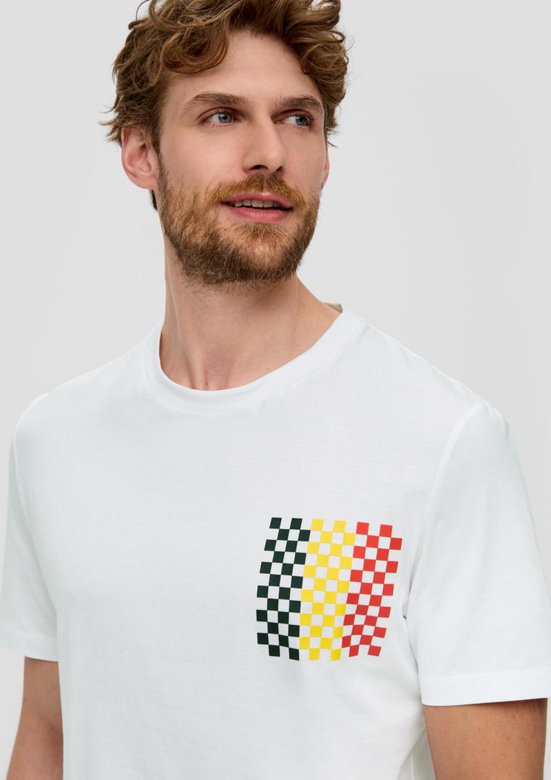 s.Oliver Unisex Baumwoll-T-Shirt mit EM-Print - weiß