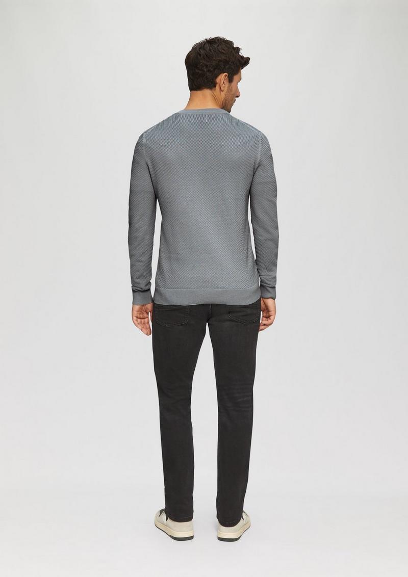 s.Oliver Strukturierter Strickpullover mit Logo-Patch - schiefergrau