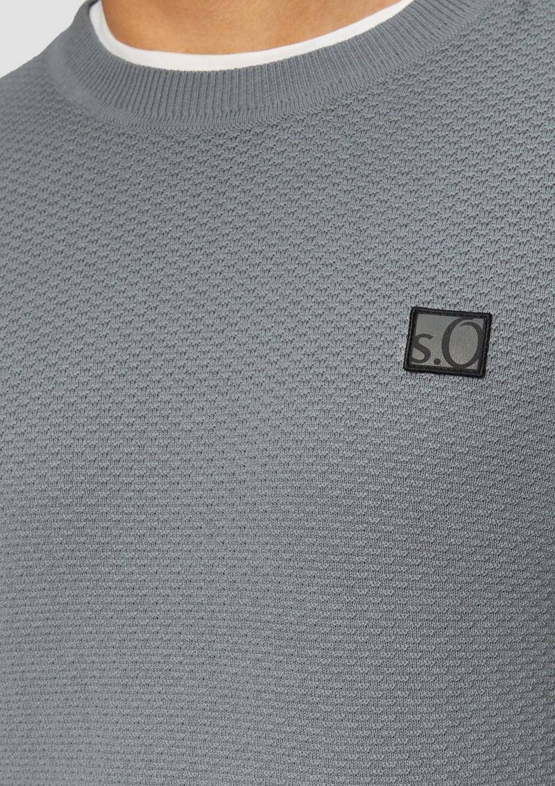 s.Oliver Strukturierter Strickpullover mit Logo-Patch - schiefergrau