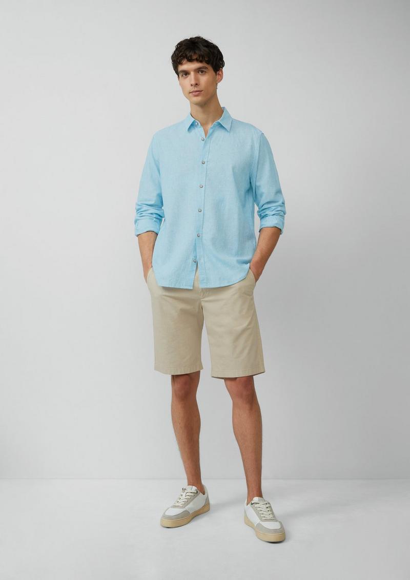 s.Oliver Regular Fit: Gestreiftes Hemd aus Baumwoll- und Leinenmix - pastelltürkis