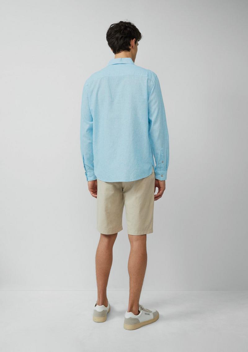 s.Oliver Regular Fit: Gestreiftes Hemd aus Baumwoll- und Leinenmix - pastelltürkis