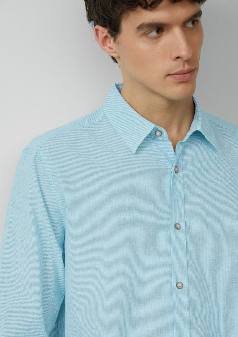 s.Oliver Regular Fit: Gestreiftes Hemd aus Baumwoll- und Leinenmix - pastelltürkis