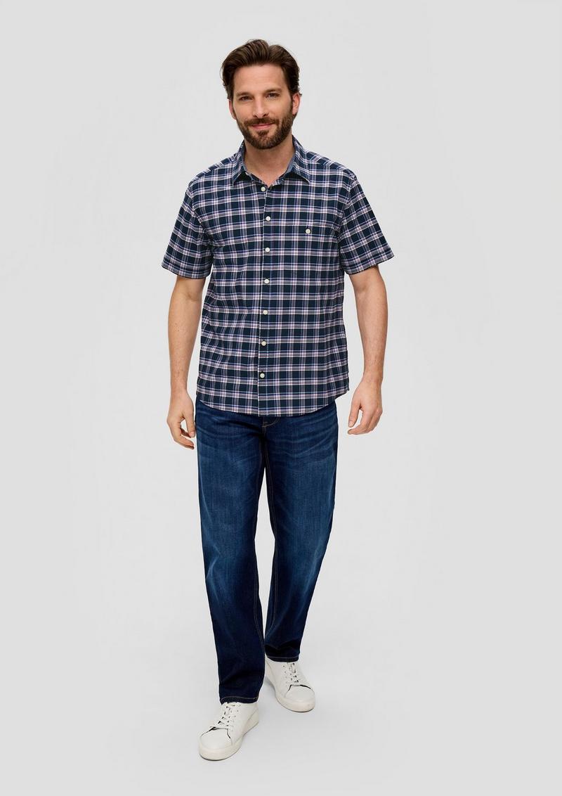 s.Oliver Kurzarmhemd mit Karomuster - tiefblau
