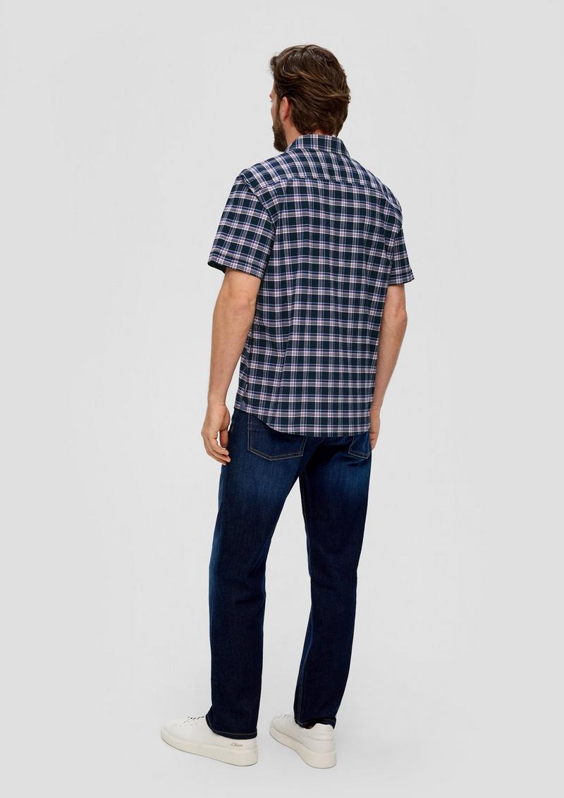 s.Oliver Kurzarmhemd mit Karomuster - tiefblau