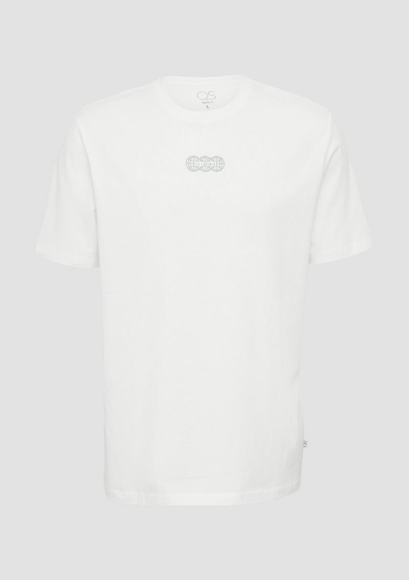 s.Oliver Basic Rundhals T-Shirt mit Frontprint - creme