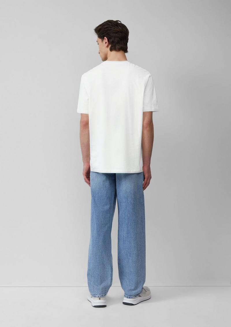 s.Oliver Basic Rundhals T-Shirt mit Frontprint - creme