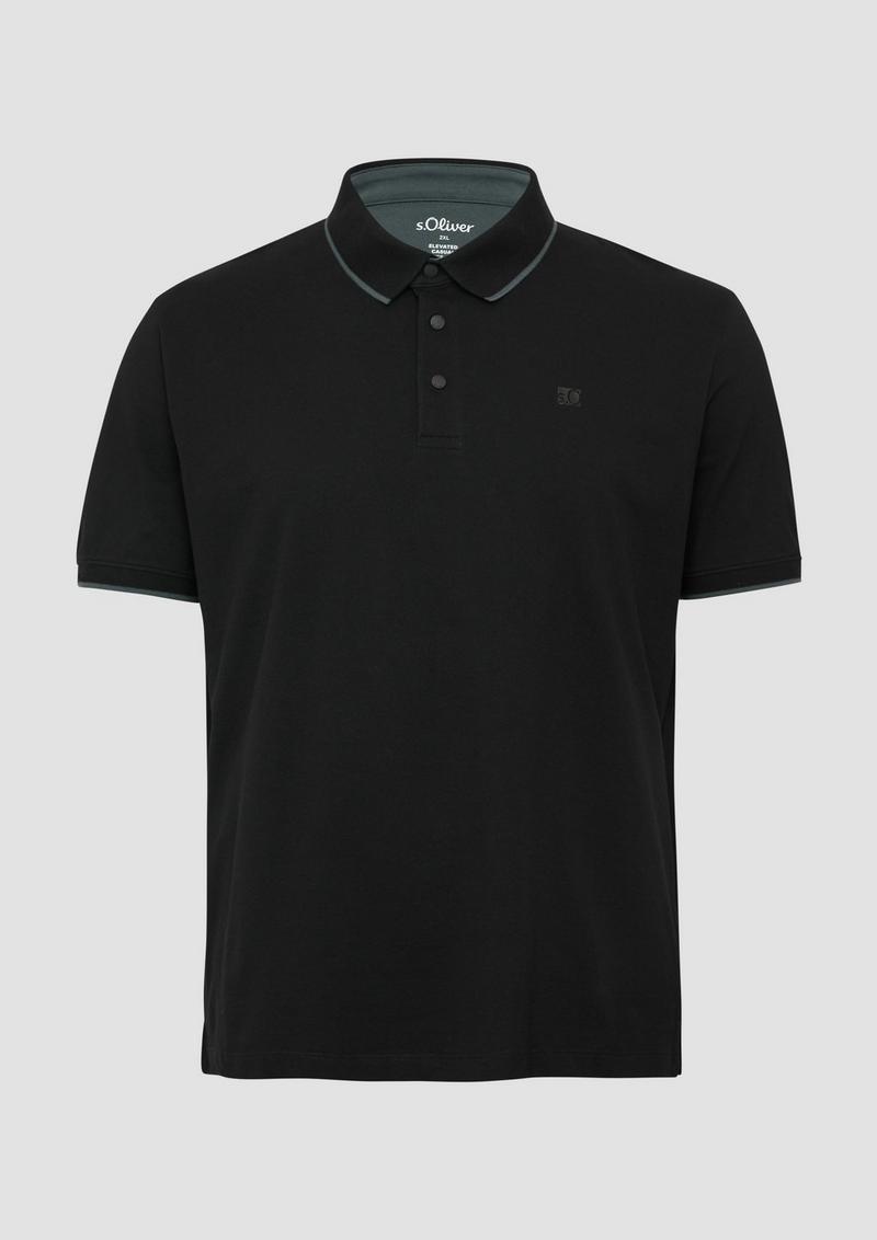 s.Oliver Sportives Piqué-Poloshirt mit Kontrast-Details - schwarz