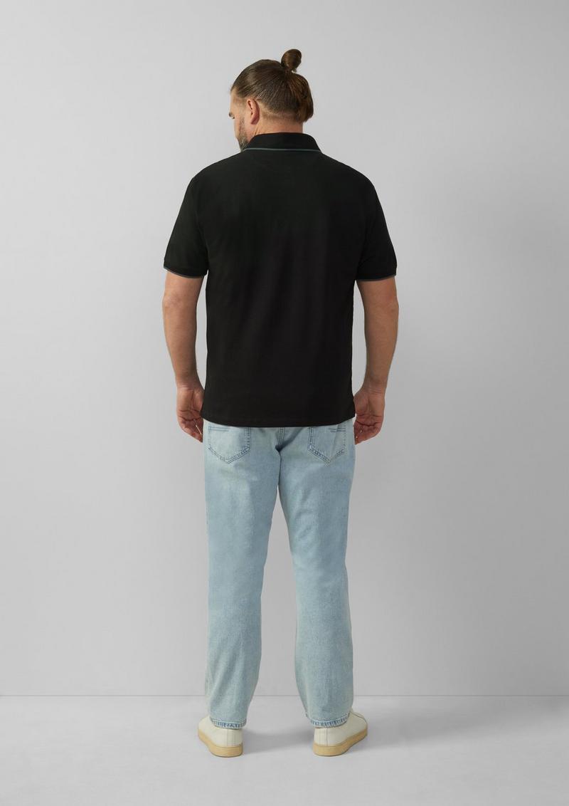 s.Oliver Sportives Piqué-Poloshirt mit Kontrast-Details - schwarz