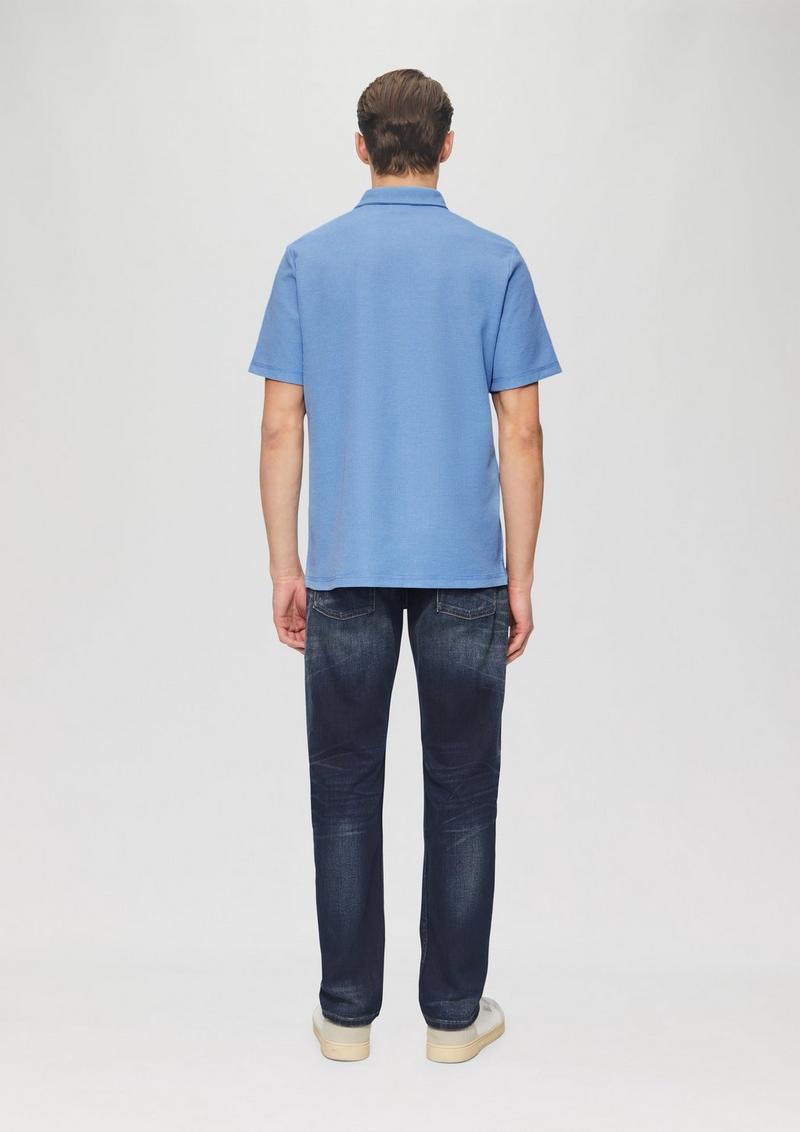 s.Oliver Poloshirt aus zweifarbigem Waffelpiqué mit Brusttasche - royalblau
