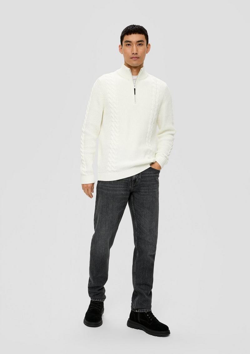 s.Oliver Troyer-Pullover mit Zopfmuster - ecru