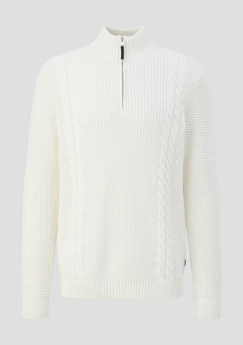 s.Oliver Troyer-Pullover mit Zopfmuster - ecru