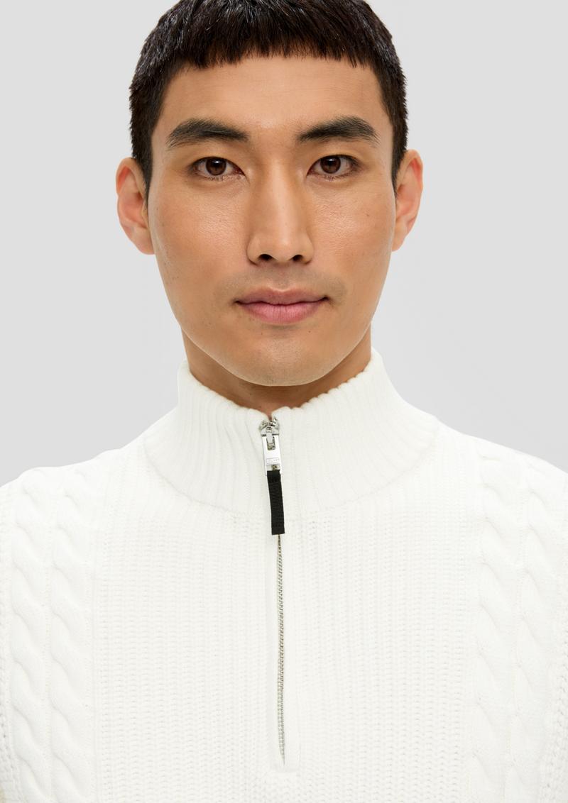 s.Oliver Troyer-Pullover mit Zopfmuster - ecru