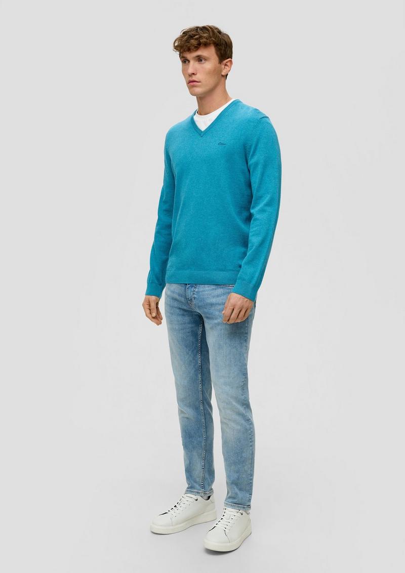 s.Oliver Strickpullover mit Logo-Stickerei - türkis