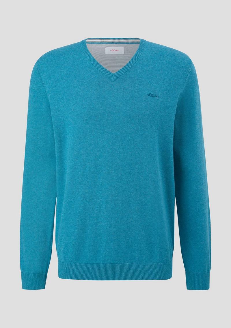 s.Oliver Strickpullover mit Logo-Stickerei - türkis
