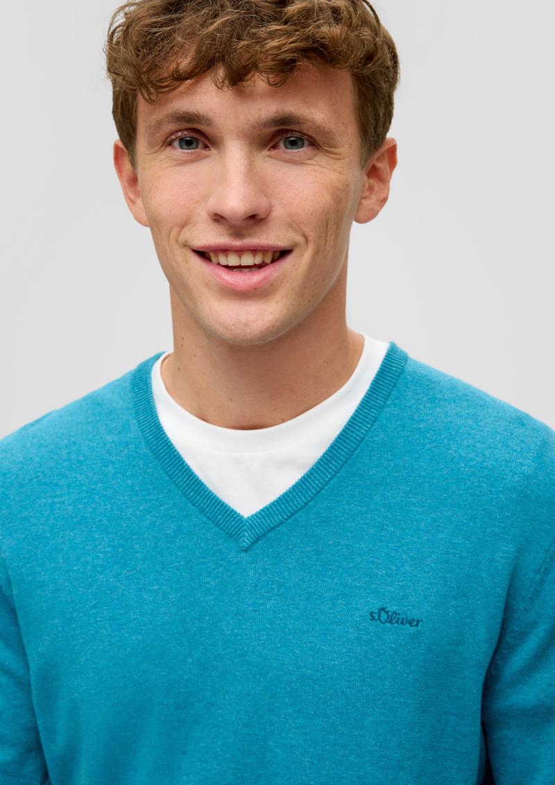 s.Oliver Strickpullover mit Logo-Stickerei - türkis