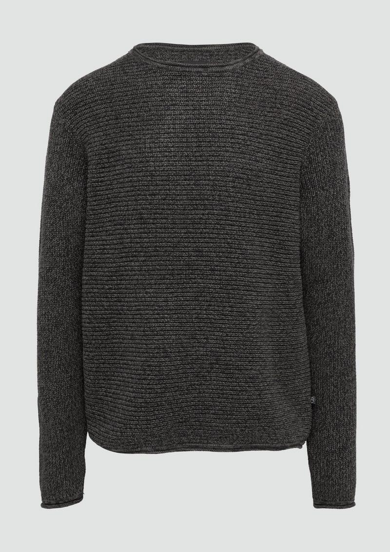 s.Oliver Melierter Strickpullover mit Rippstruktur - schwarz