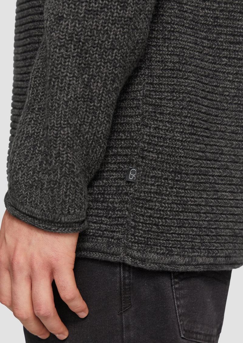 s.Oliver Melierter Strickpullover mit Rippstruktur - schwarz