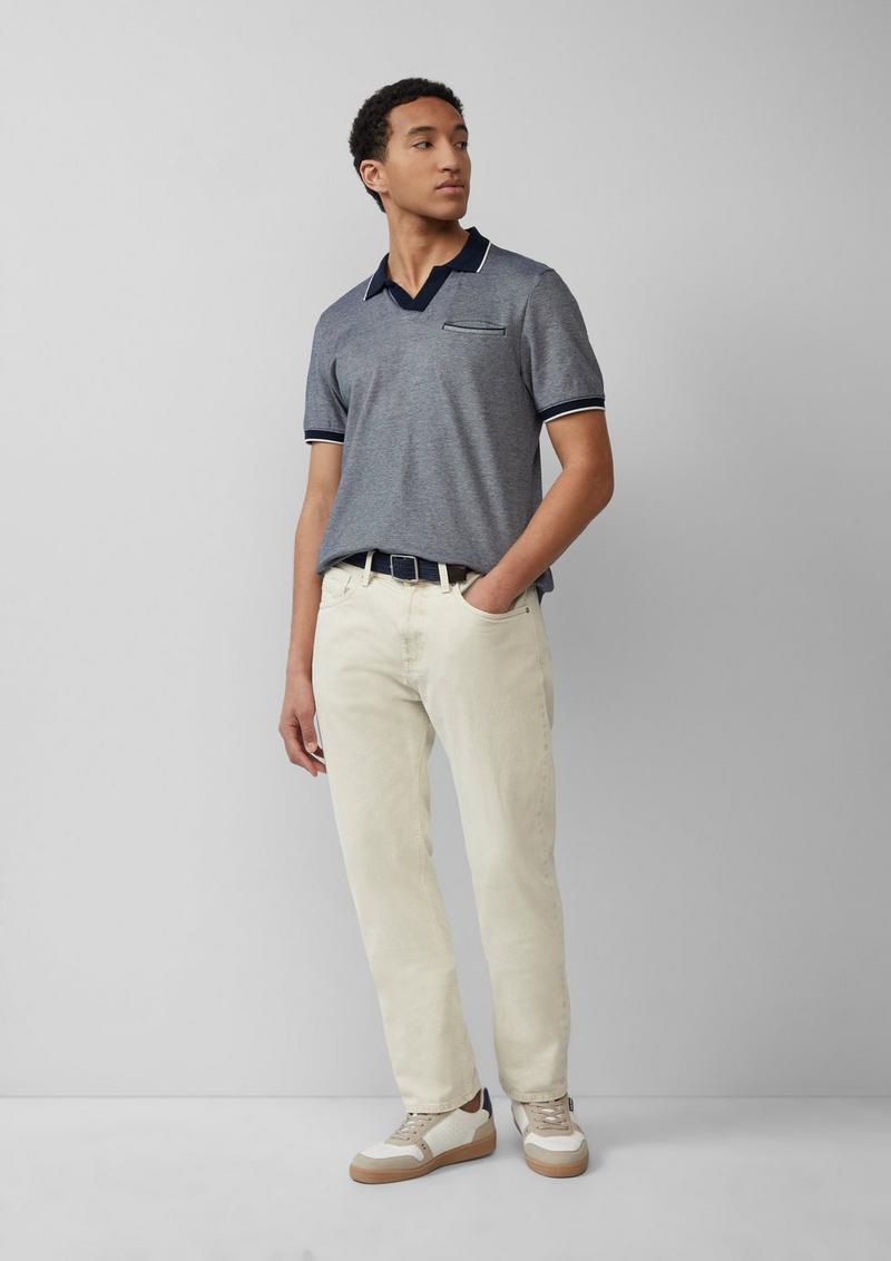 s.Oliver Poloshirt aus zweifarbigem Piqué mit Brusttasche - tiefblau