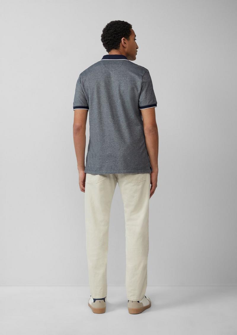 s.Oliver Poloshirt aus zweifarbigem Piqué mit Brusttasche - tiefblau