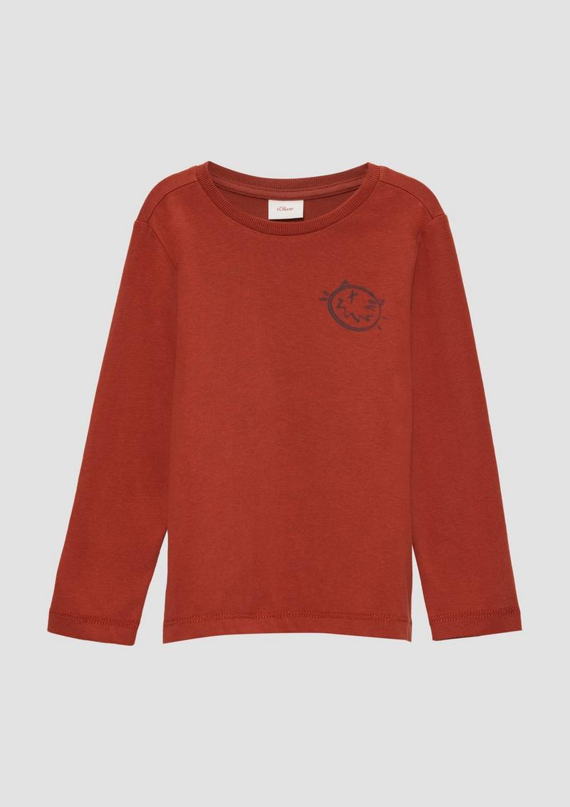 s.Oliver Langarmshirt mit großem Rückenprint - rubinrot
