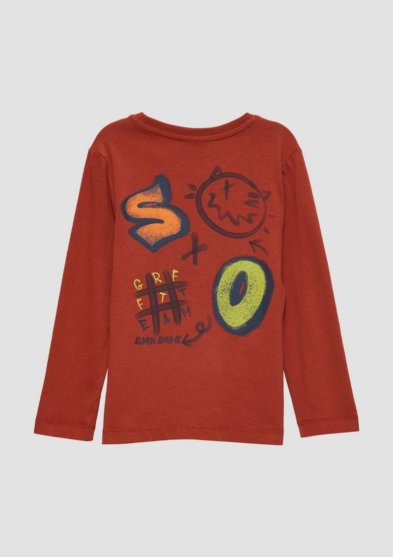 s.Oliver Langarmshirt mit großem Rückenprint - rubinrot