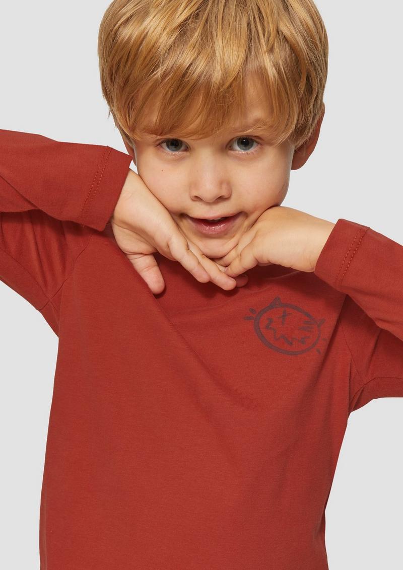 s.Oliver Langarmshirt mit großem Rückenprint - rubinrot