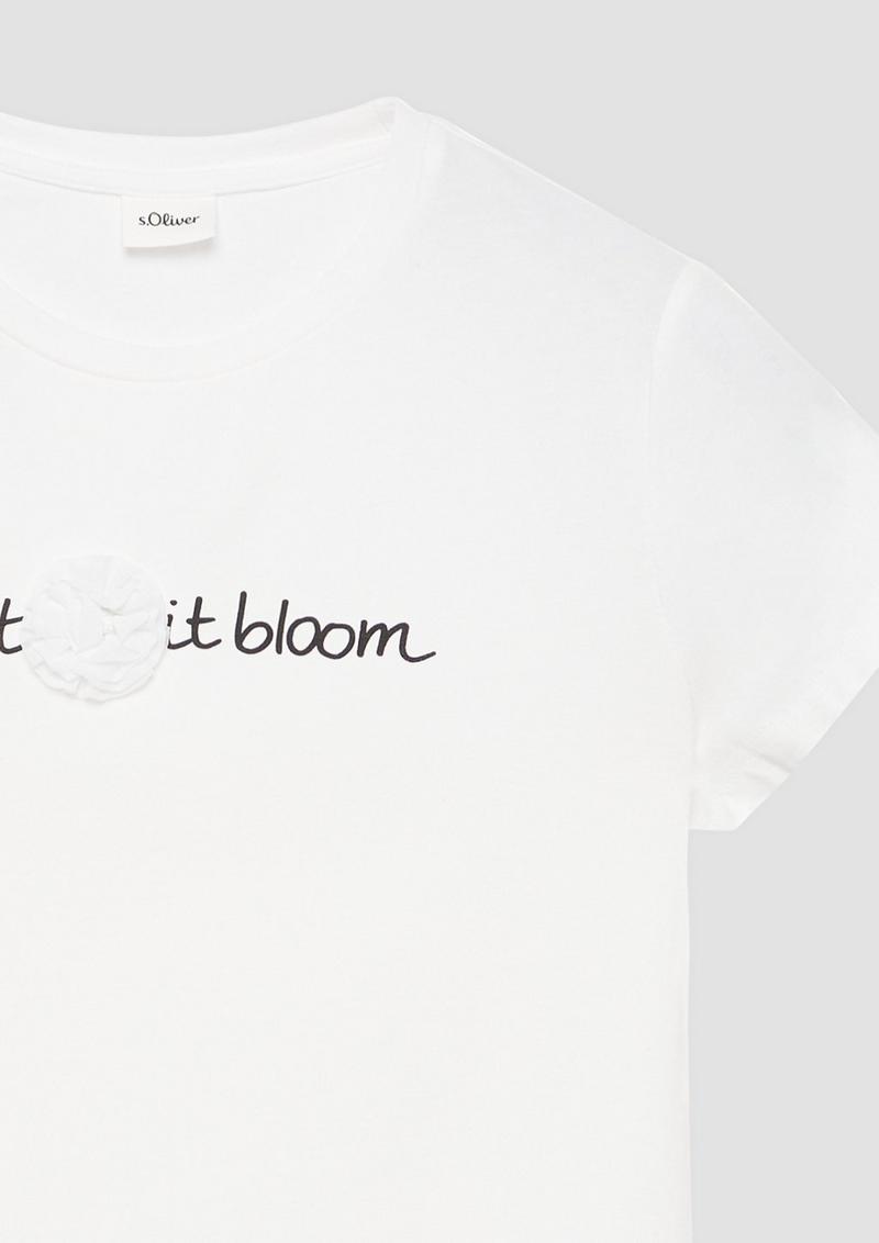 s.Oliver Jerseyshirt mit Schriftprint und Applikation - weiß