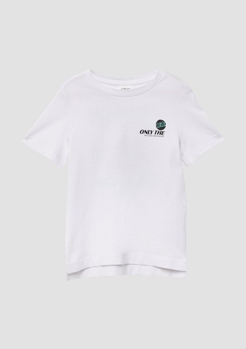s.Oliver Jerseyshirt aus Baumwolle mit Front- und Rückenprint - weiß