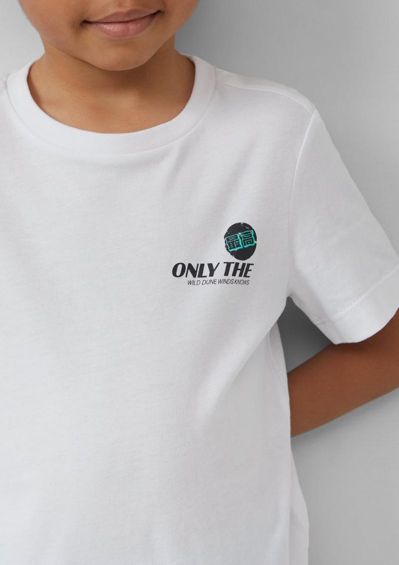 s.Oliver Jerseyshirt aus Baumwolle mit Front- und Rückenprint - weiß