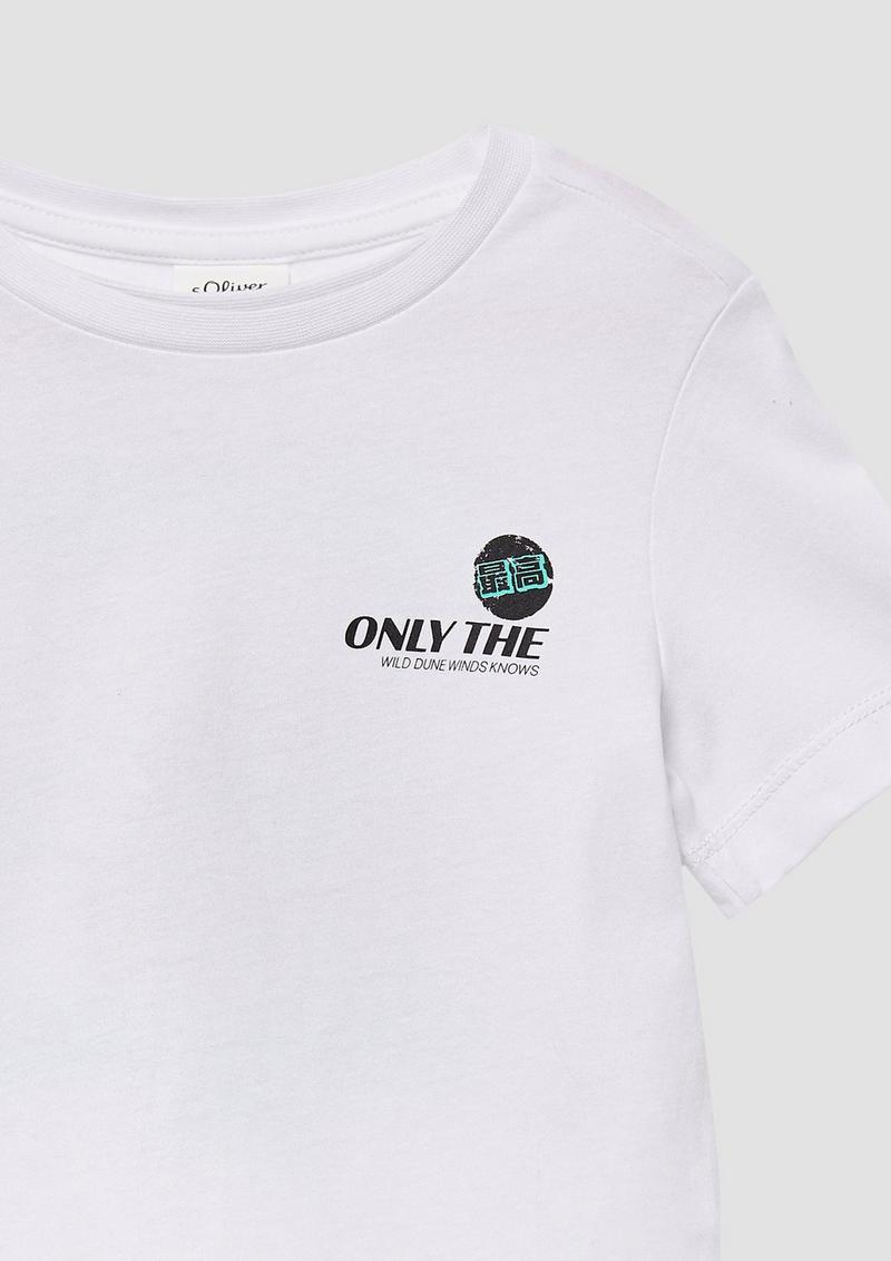 s.Oliver Jerseyshirt aus Baumwolle mit Front- und Rückenprint - weiß